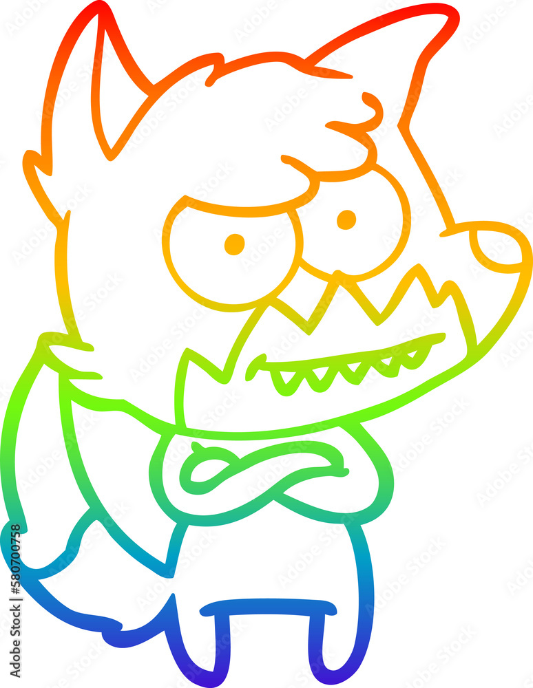 rainbow gradient line drawing cartoon grinning fox rainbow gradient line drawing cartoon grinning fox