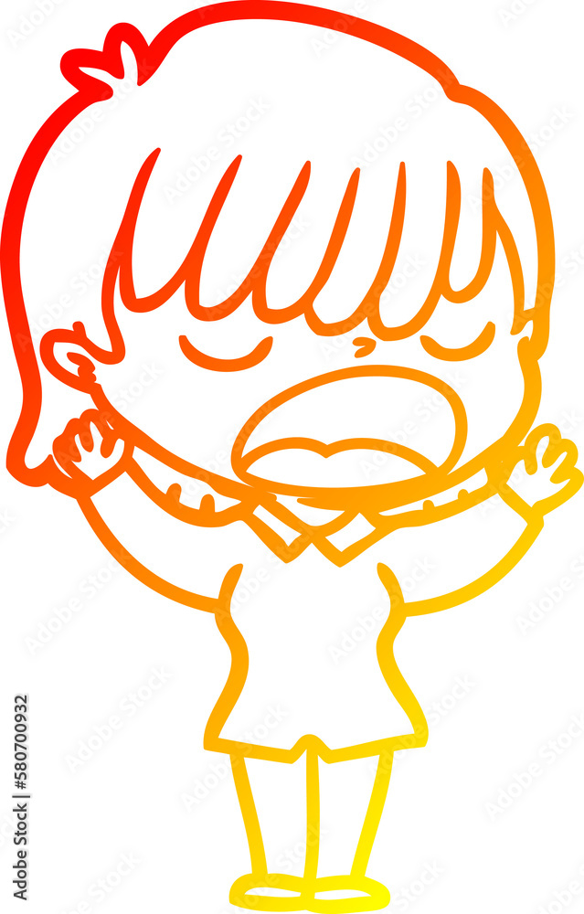 warm gradient line drawing cartoon woman talking loudly