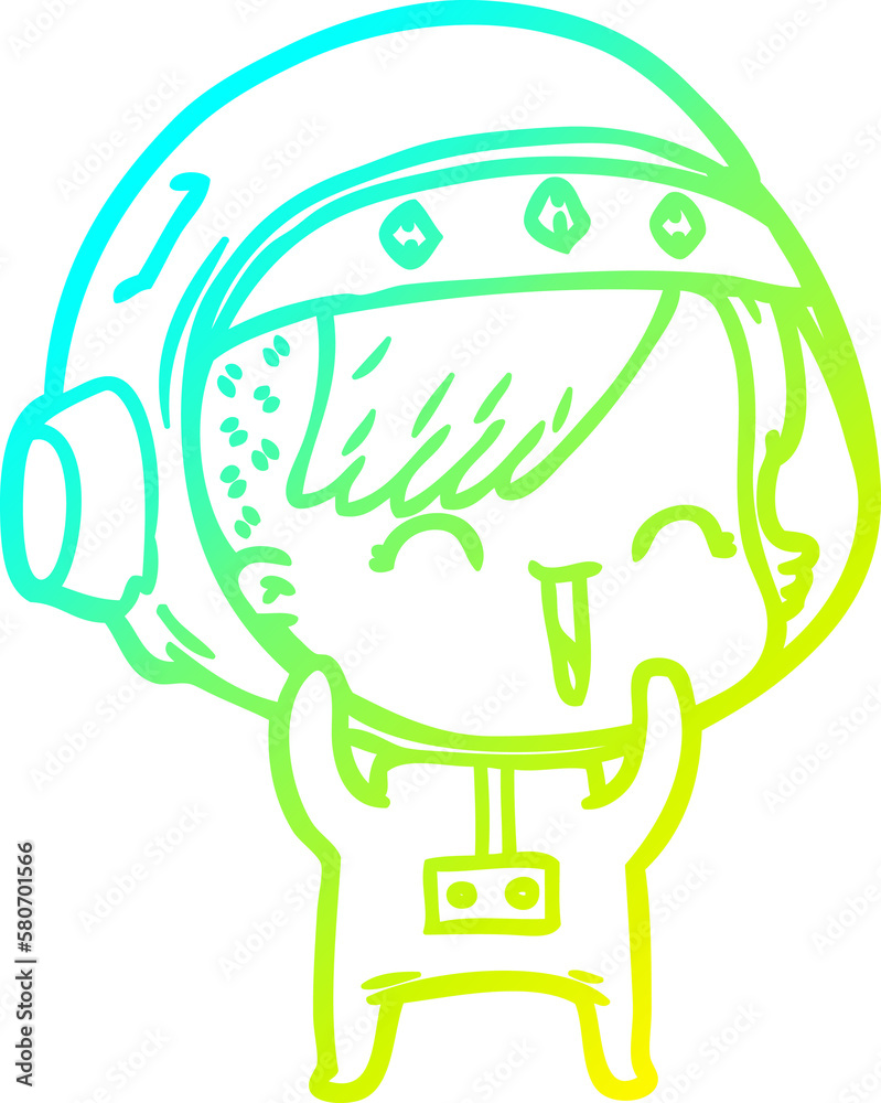cold gradient line drawing cartoon laughing astronaut girl cold gradient line drawing cartoon laughing astronaut girl