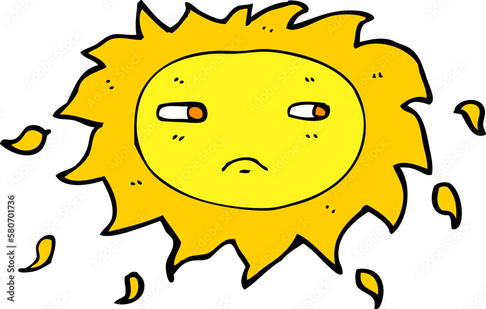 cartoon sad sun