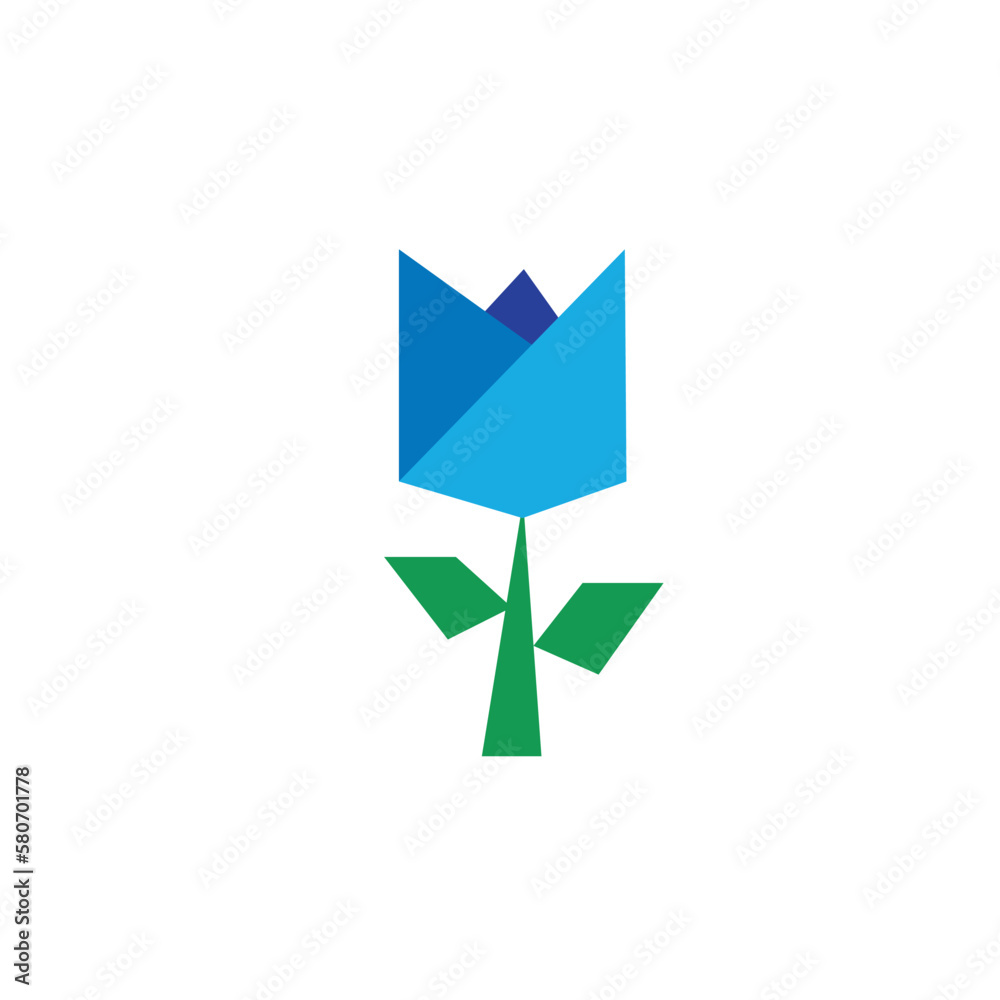 Blue flower vector illustration with paper folding effect. Blue flower vector illustration with paper folding effect.