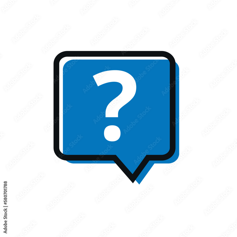 Blue square question mark vector flat icon. Blue square question mark vector flat icon.