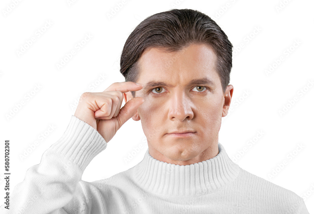 Man Holding Invisible Glasses Isolated Man Holding Invisible Glasses Isolated