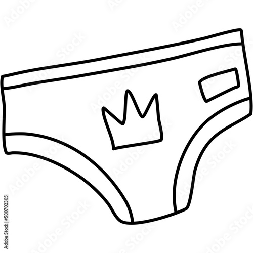 Underwear panties. Cute doodle element.