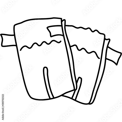 Baby diapers. Newborn diapers. Doodle element.