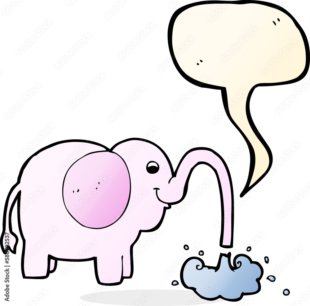 cartoon elephant squirting water with speech bubble cartoon elephant squirting water with speech bubble