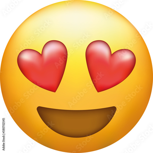 Love struck Emoji. Emoticon with heart shaped eyes.
