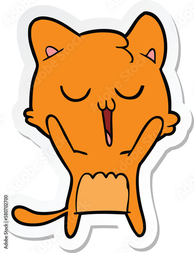 sticker of a cartoon cat singing