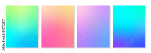 Set of 4 vector gradient backgrounds in soft saturated colors. For brochures, booklets, banners, branding, posters, social media and other projects. For web and print.