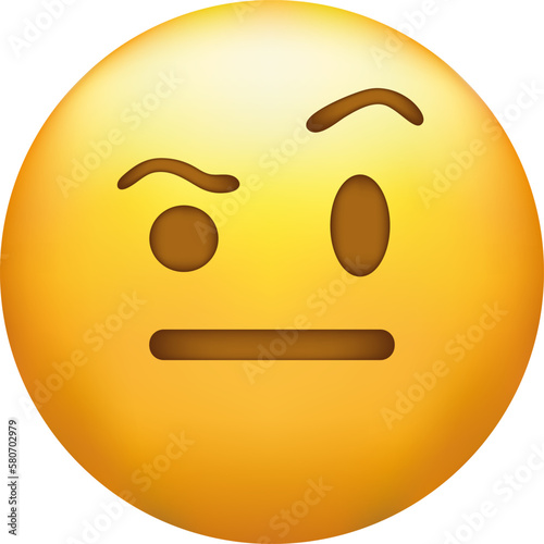 Raised eyebrow emoji. Skeptical emoticon.