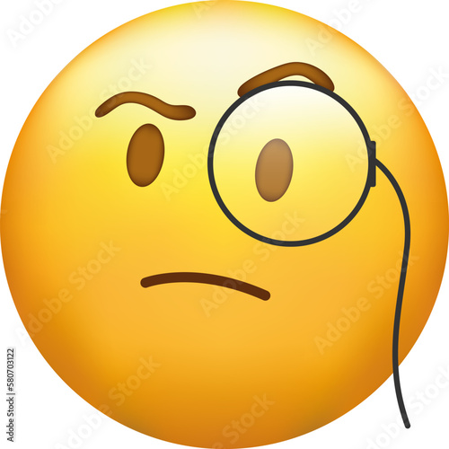 Intelligent emoji. Smug emoticon with Monocle.