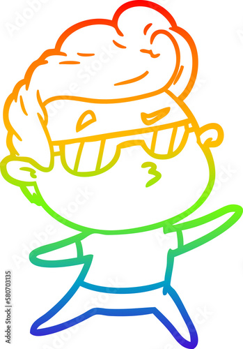 rainbow gradient line drawing cartoon cool guy