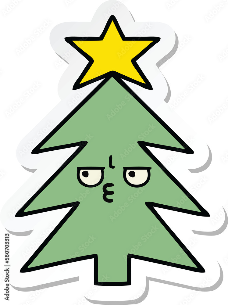 sticker of a cute cartoon christmas tree sticker of a cute cartoon christmas tree