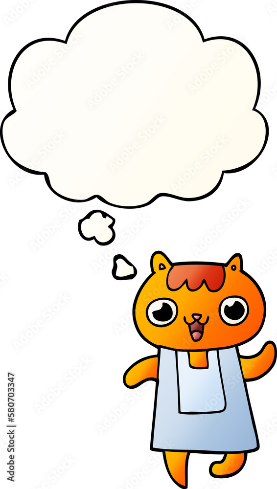 cartoon cat and thought bubble in smooth gradient style cartoon cat and thought bubble in smooth gradient style