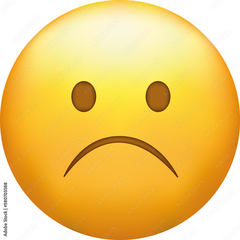 Fototapeta premium Confused emoji. Nonplussed emoticon with frowned lips