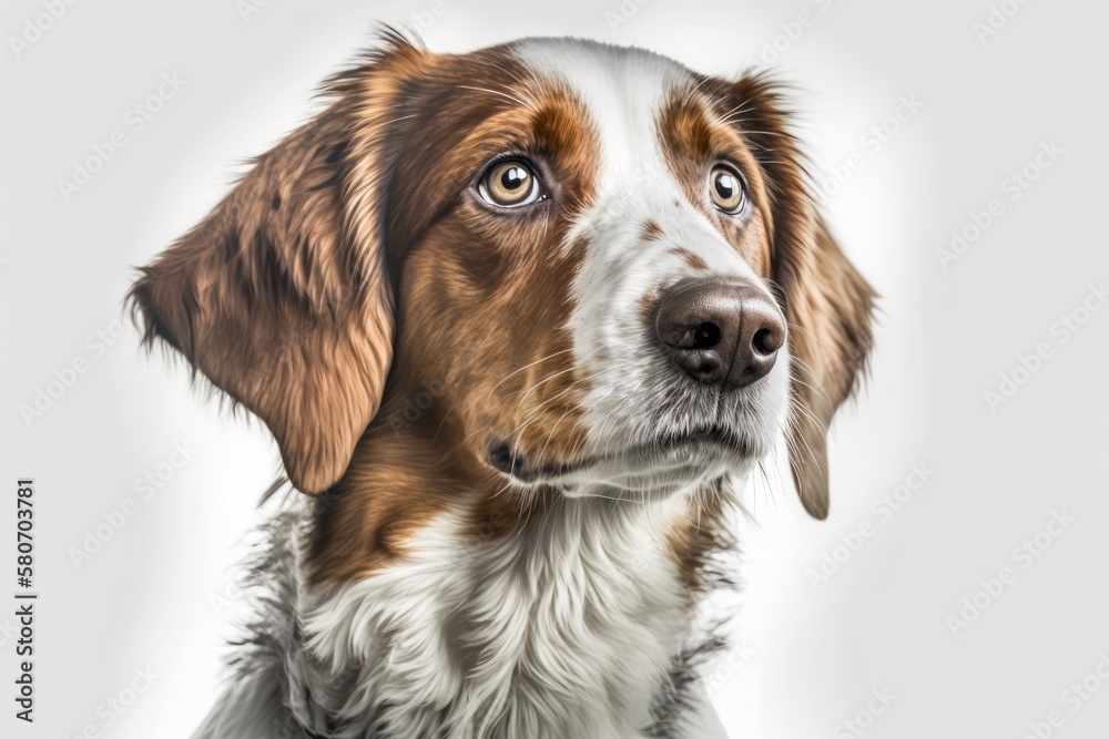 Adorable mixed breed dog on white. Generative AI Adorable mixed breed dog on white. Generative AI