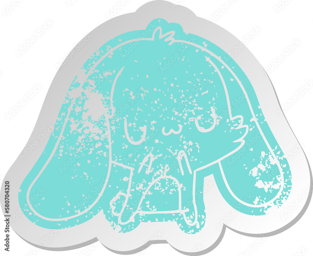 Obraz premium distressed old sticker kawaii cute furry bunny