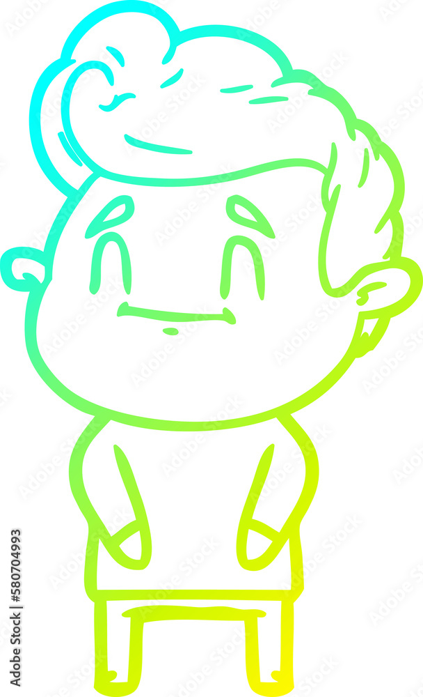 cold gradient line drawing happy cartoon man cold gradient line drawing happy cartoon man