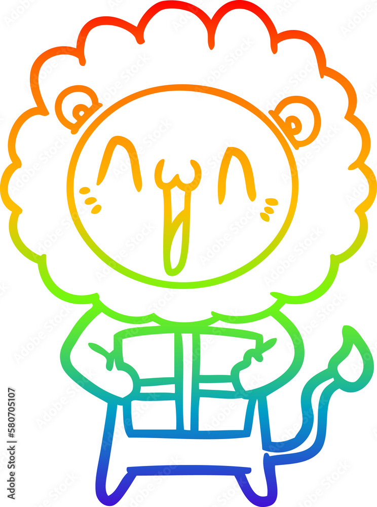 rainbow gradient line drawing happy cartoon lion rainbow gradient line drawing happy cartoon lion