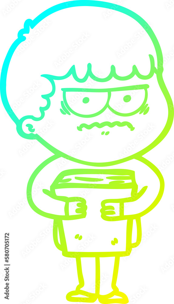 Fototapeta premium cold gradient line drawing cartoon annoyed man