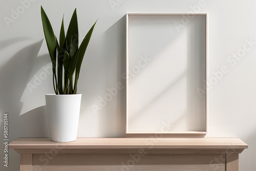 Mockup of blank frame in scandinavian style interior