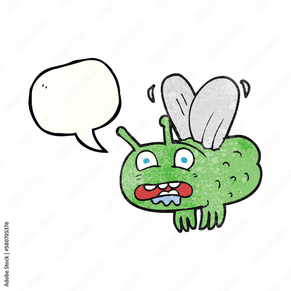 speech bubble textured cartoon fly