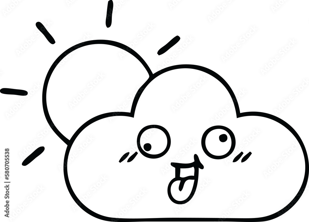 line drawing cartoon sun and cloud line drawing cartoon sun and cloud