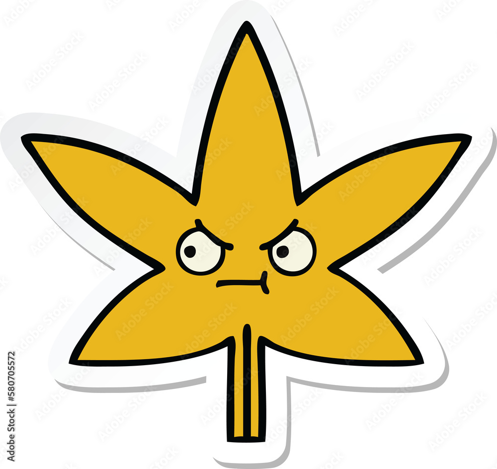 sticker of a cute cartoon autumnal leaf sticker of a cute cartoon autumnal leaf