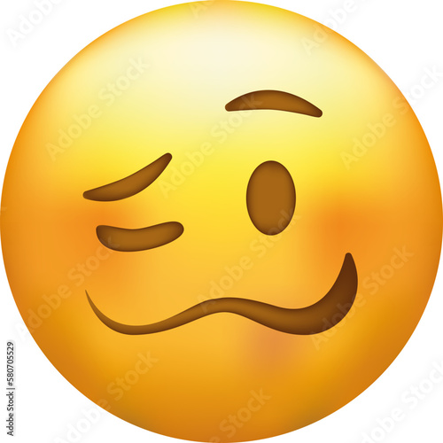Confounded emoji. Confused emoticon with jagged mouth.