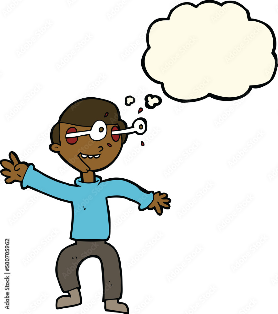 cartoon amazed boy with thought bubble cartoon amazed boy with thought bubble