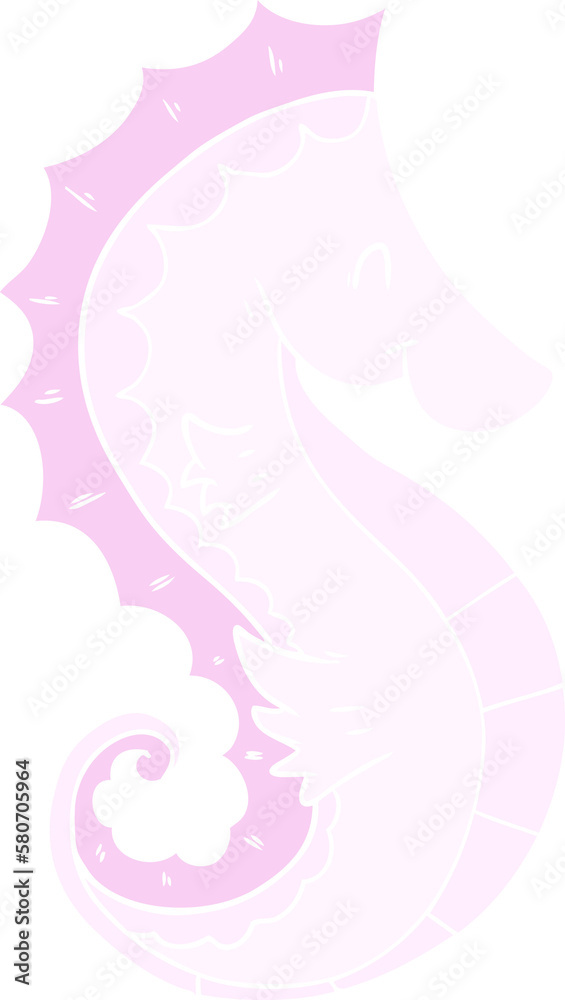 flat color style cartoon sea horse