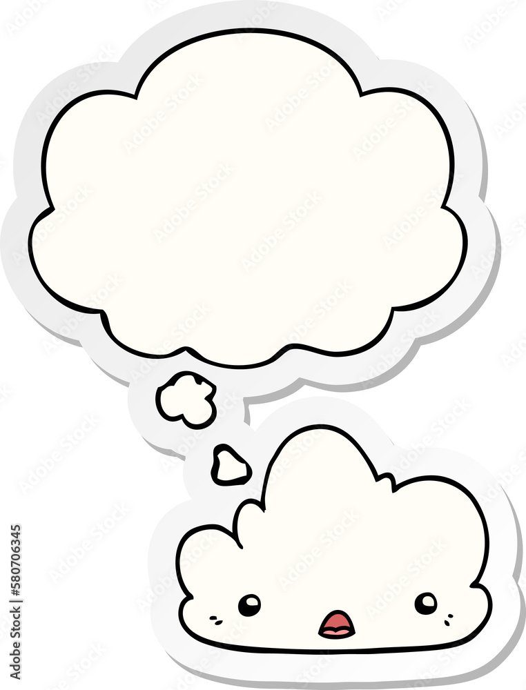 cute cartoon cloud and thought bubble as a printed sticker cute cartoon cloud and thought bubble as a printed sticker