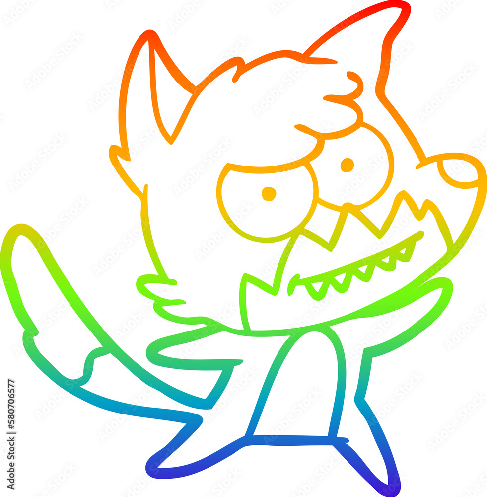 rainbow gradient line drawing cartoon grinning fox