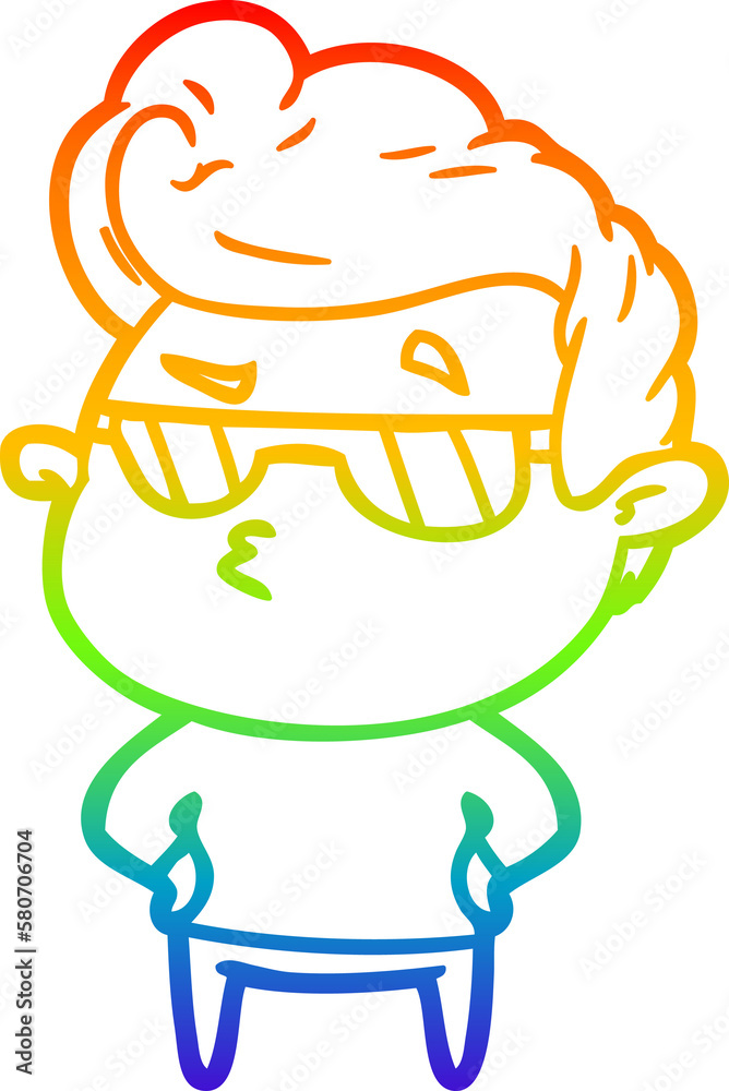 rainbow gradient line drawing cartoon cool guy rainbow gradient line drawing cartoon cool guy