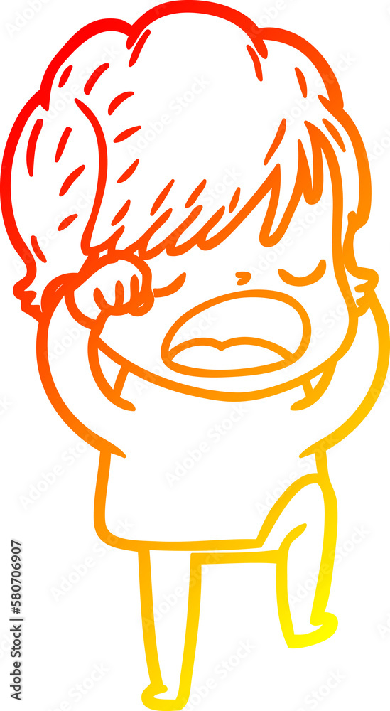 warm gradient line drawing cartoon woman talking warm gradient line drawing cartoon woman talking