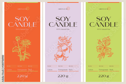 Abstract botanical vector cosmetics printable label design template for branding packaging design