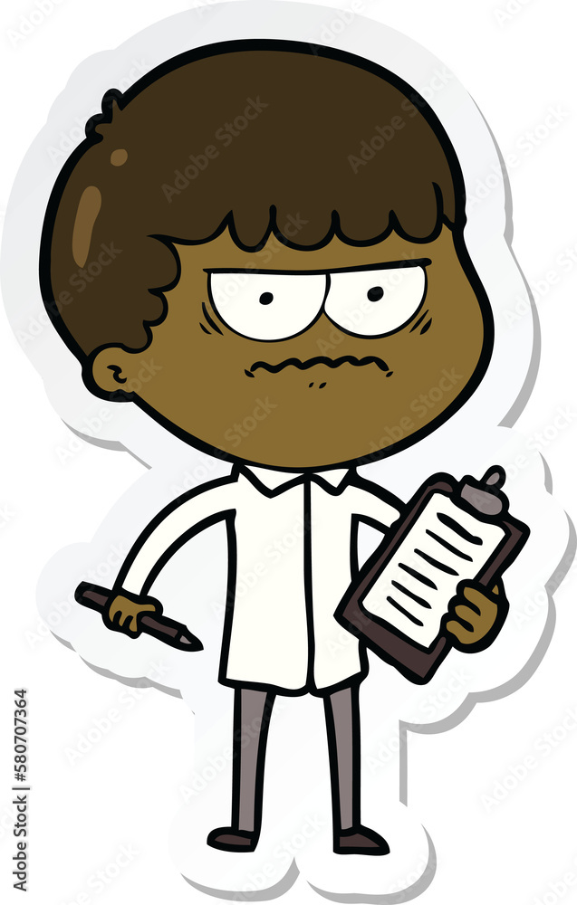 sticker of a cartoon annoyed man