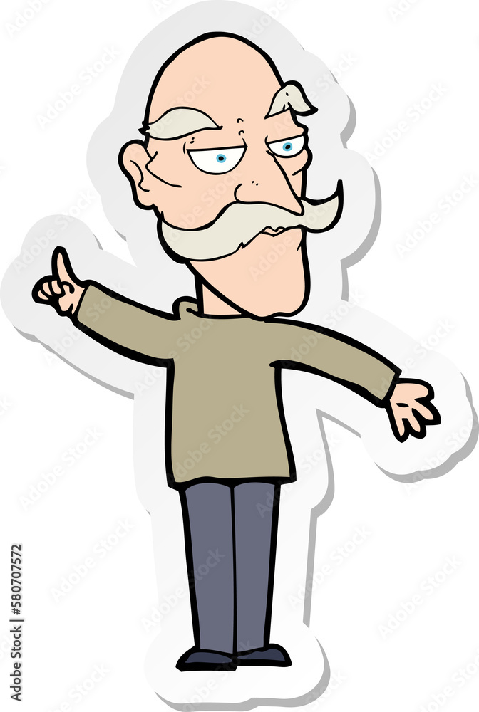 sticker of a cartoon old man telling story