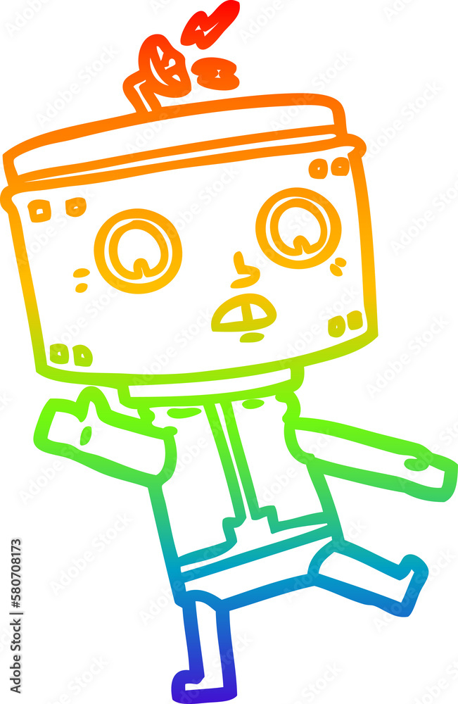 rainbow gradient line drawing cartoon robot rainbow gradient line drawing cartoon robot