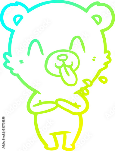 cold gradient line drawing rude cartoon bear