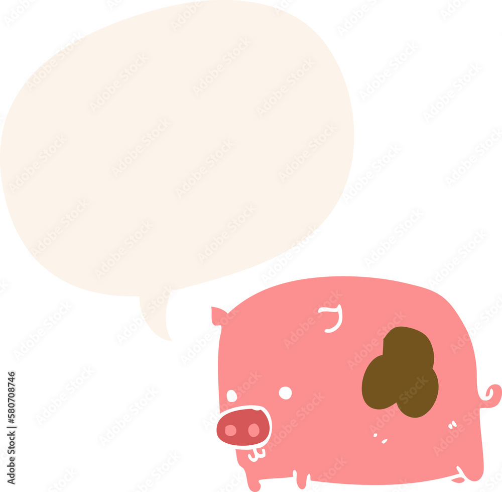 cartoon pig and speech bubble in retro style cartoon pig and speech bubble in retro style