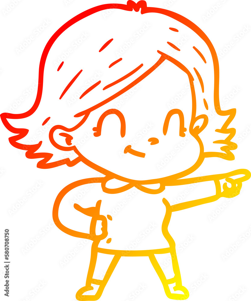 warm gradient line drawing cartoon friendly girl warm gradient line drawing cartoon friendly girl