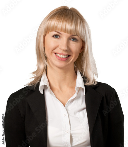 Professionally dressed female smiling