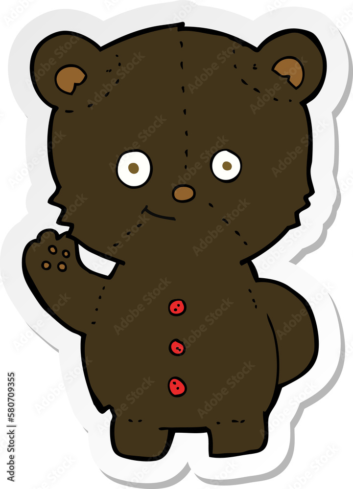 Fototapeta premium sticker of a cartoon black bear cub