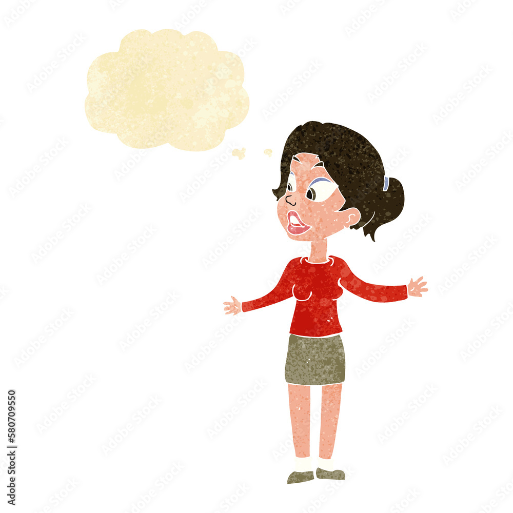 cartoon pretty woman explaining something with thought bubble cartoon pretty woman explaining something with thought bubble