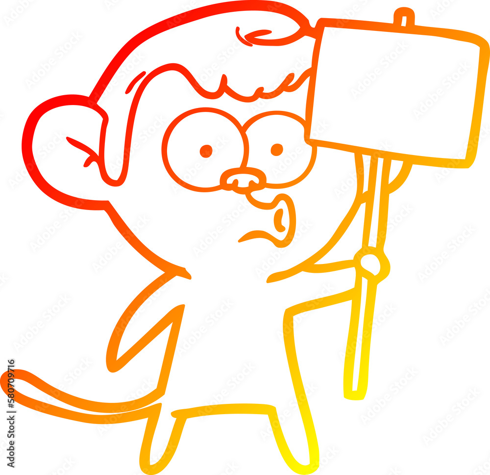 warm gradient line drawing cartoon hooting monkey warm gradient line drawing cartoon hooting monkey