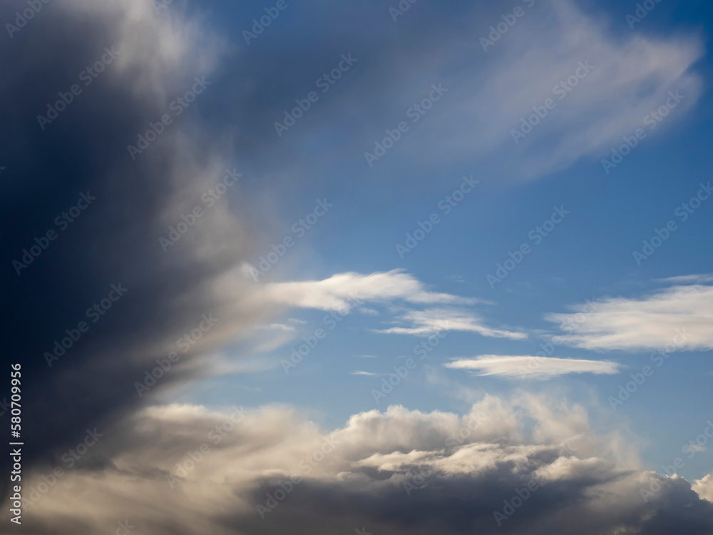 Cloudy blue sky. Nature background for design and sky replacement.