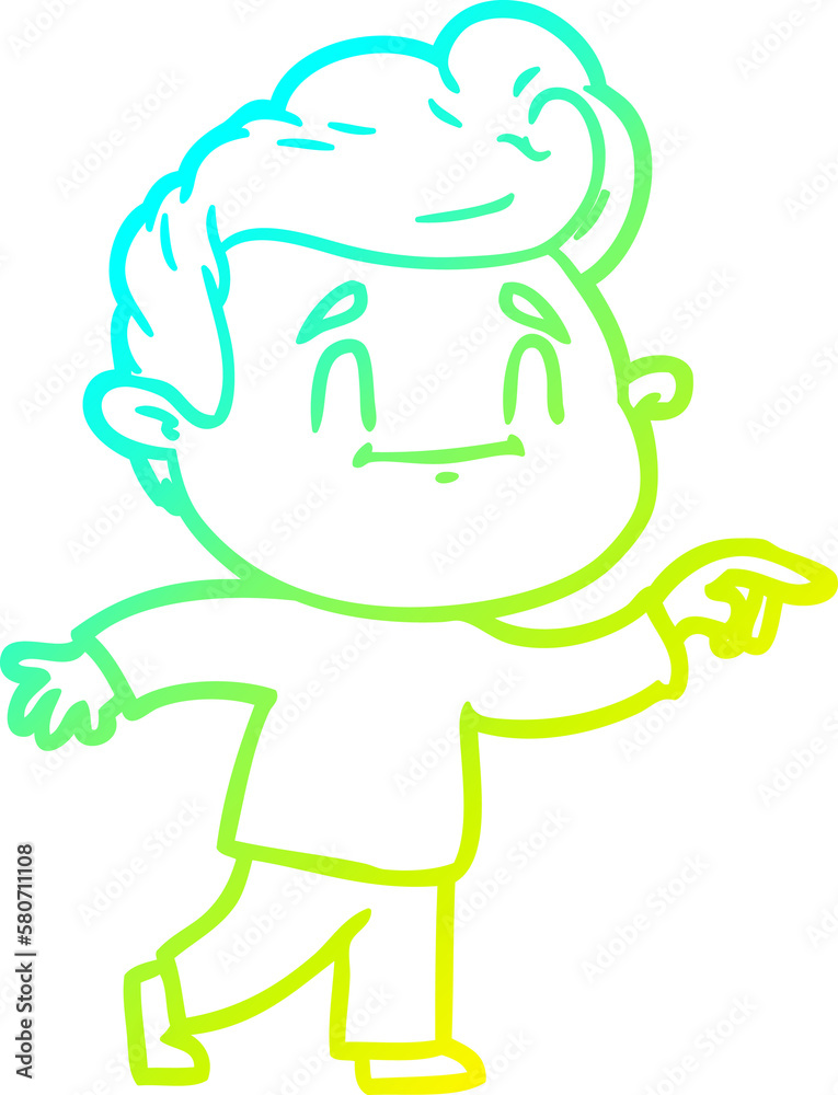 cold gradient line drawing happy cartoon man cold gradient line drawing happy cartoon man