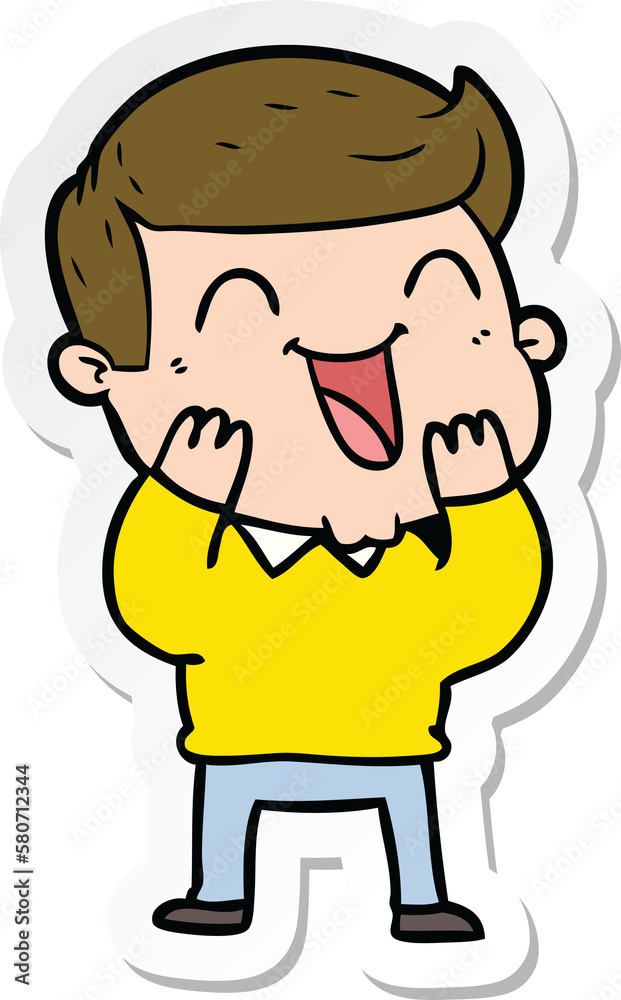 sticker of a cartoon man laughing sticker of a cartoon man laughing
