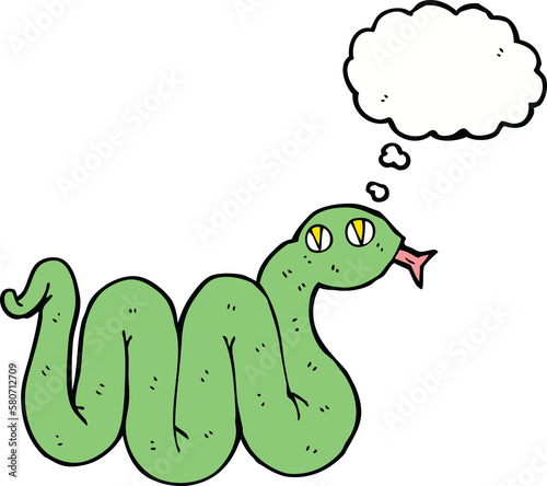 funny cartoon snake with thought bubble